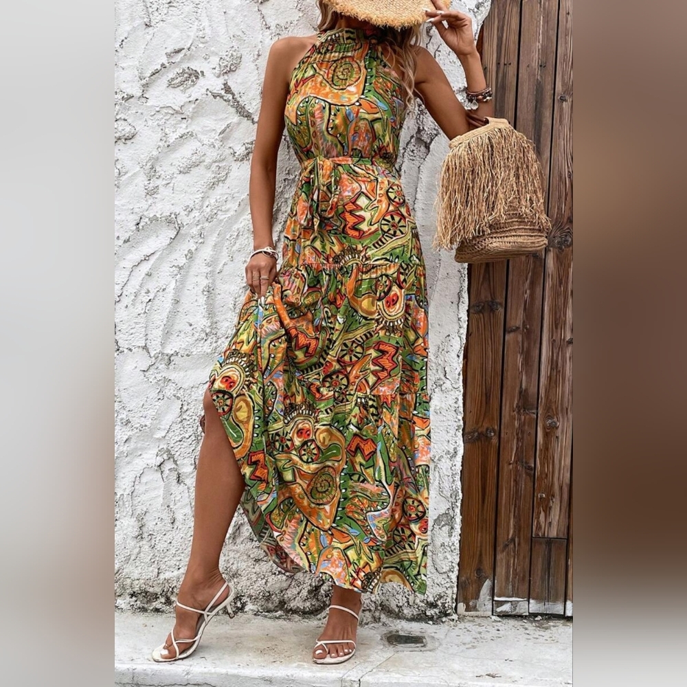 Colorful Patterned Maxi Dress